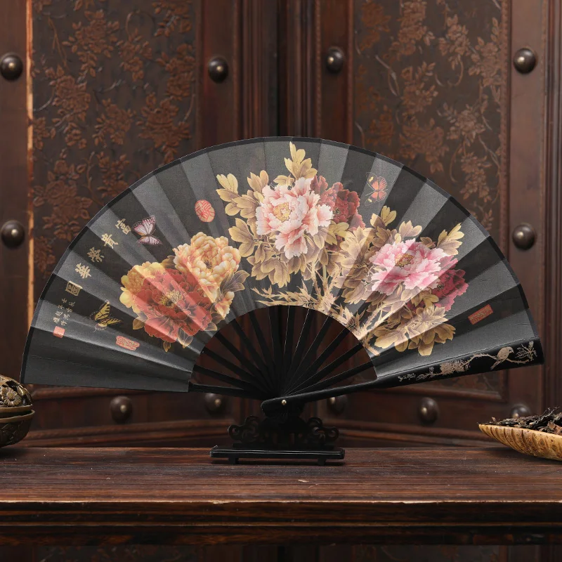 Chinese Retro Hand Fan 26.5cm Men/women Silk Ventilador Classical Portable Summer Lady Folding Fan Chinese men Hand Fans