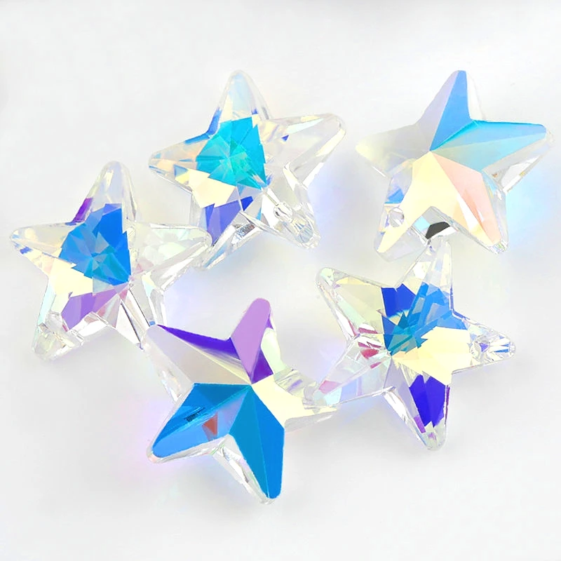 15PCS 18mm Luxus Kristall Perlen AB Farbe Glas Perlen für Schmuck Machen Liefert STERN Form Schmuck Perlen Anhänger DIY Ohrringe – Detail 16