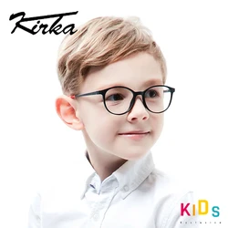 Kirka TR90 Flexible Kids Glasses Children Optical Frames Black Boys Glasses Round Eyeglasses For 6-10 Years Old MB01-04