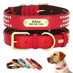 PU Leather Dog Collar Personalized Soft Padded Dog Collar Bling Rhinestone Crystal Pet Collars Engraved Nameplate Tag For Dogs