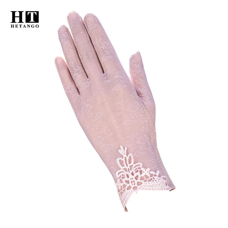 

New Women's Summer Lace Short Gloves Outdoor Driving Anti-skid Thin Gloves Sun Protection UV Protection Ice Silk Female Gloves