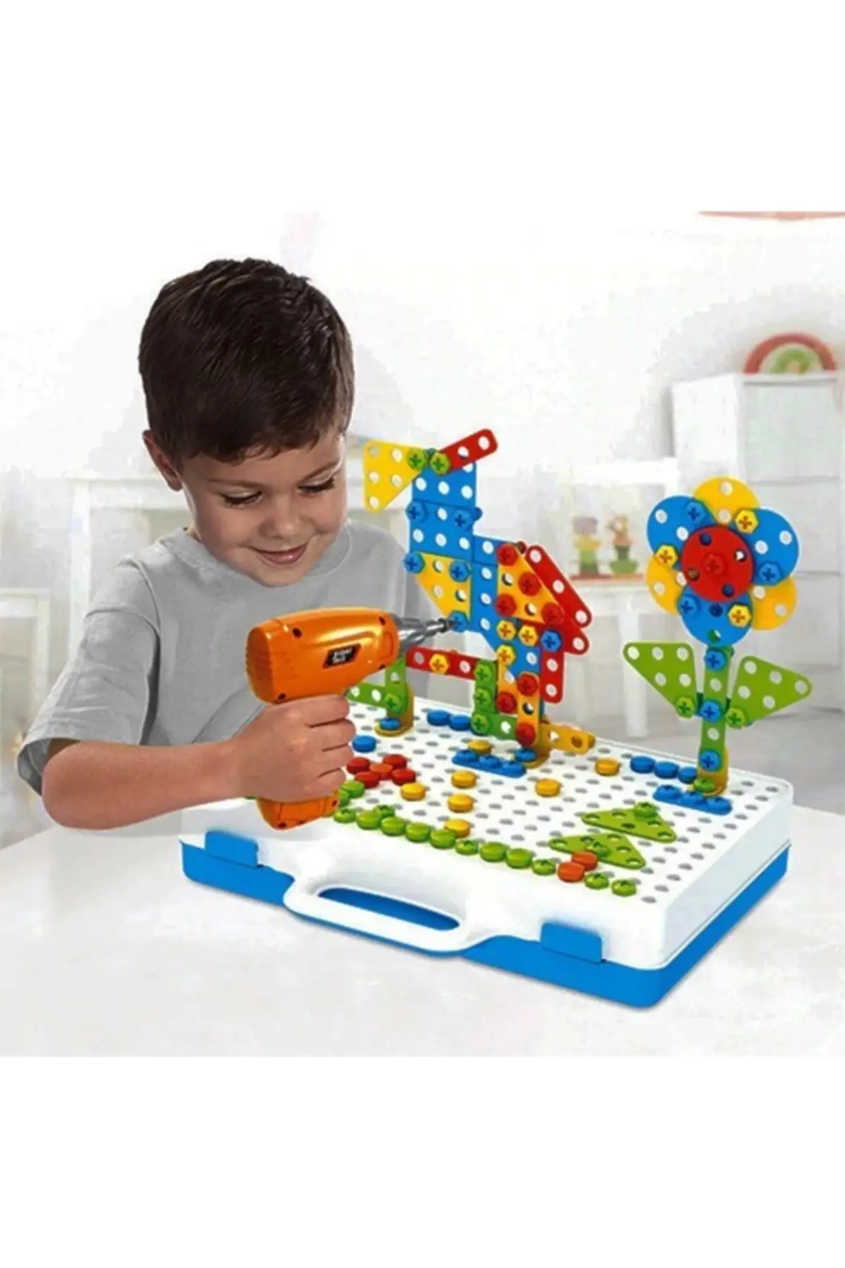 Auger Screwing And 3d Creative Mosaic Jigsaw Puzzle 198 Piece Creative Portable Box Building Lego Game