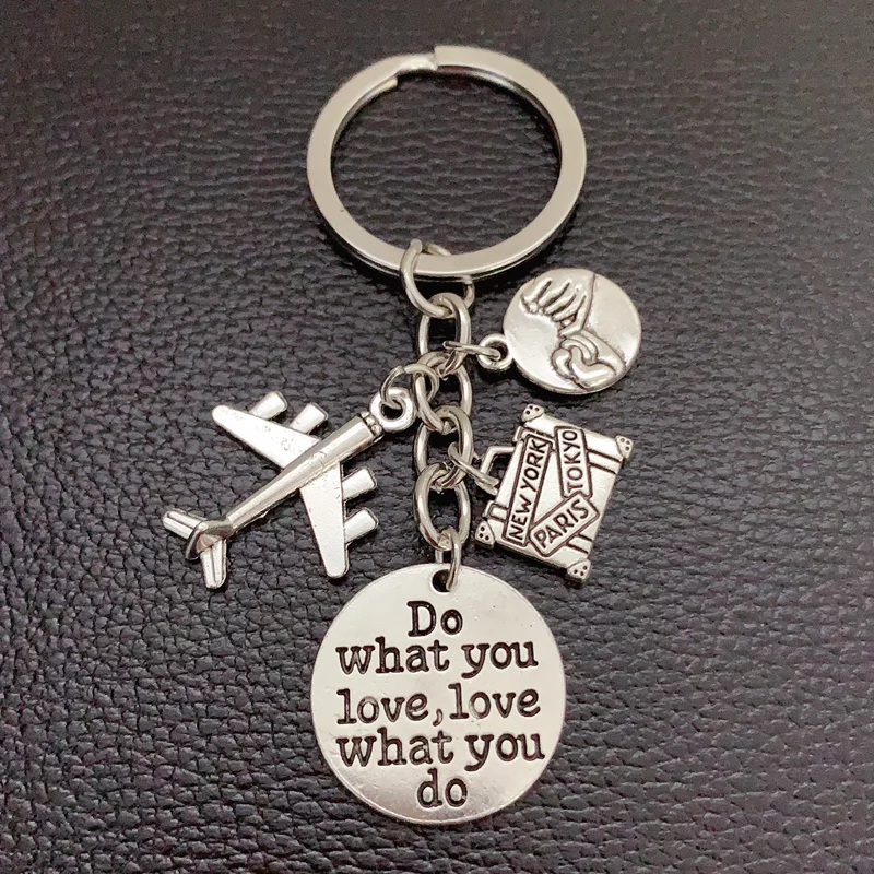 1pcs Pilot Aviator Key Chains Airplane Charms Passport Keyring Hoilday Key Fob Traveler Jewelry For Graduation Gift