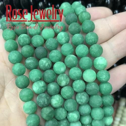 Matte 100% Natural Green Cloud Jades Chalcedony Beads Round Loose Beads 4-12mm For Jewelry Making Bracelets Necklaces 15