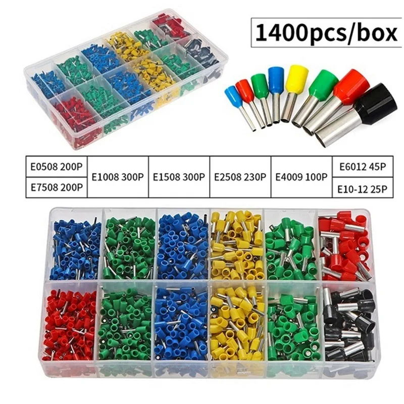 Insulated pin terminal tube boxed terminal block set 1400pcs European tube terminal block