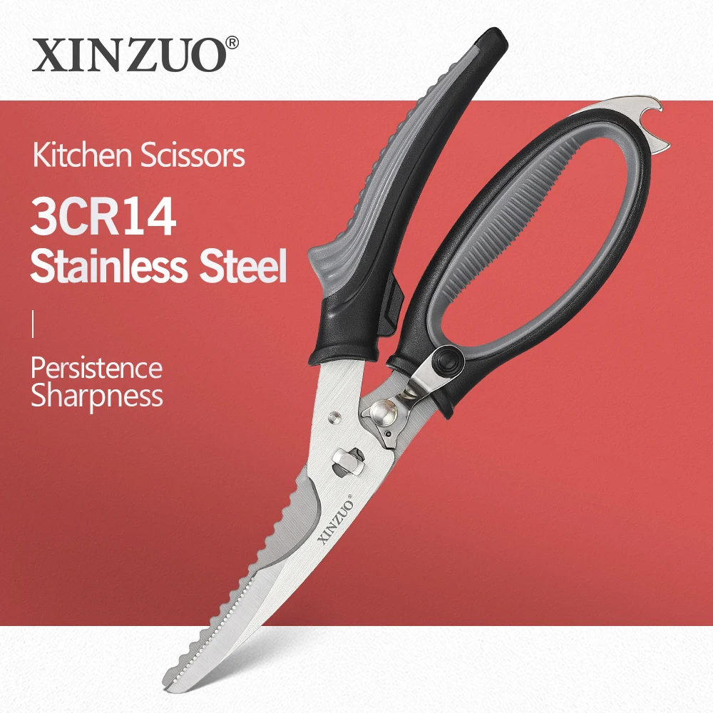 XINZUO Kitchen Scissors Stainless Steel Kitchen Meat Cutting Scissors Chicken Bone Opening Bottle Accessories