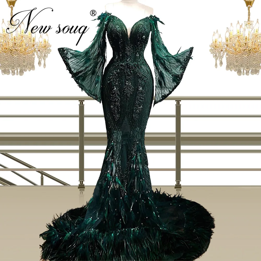 

Gorgeous Green Beaded Prom Party Dresses For Women 2022 Vestidos Plus Size Dubai Couture Engagement Dresses Custom Evening Dress