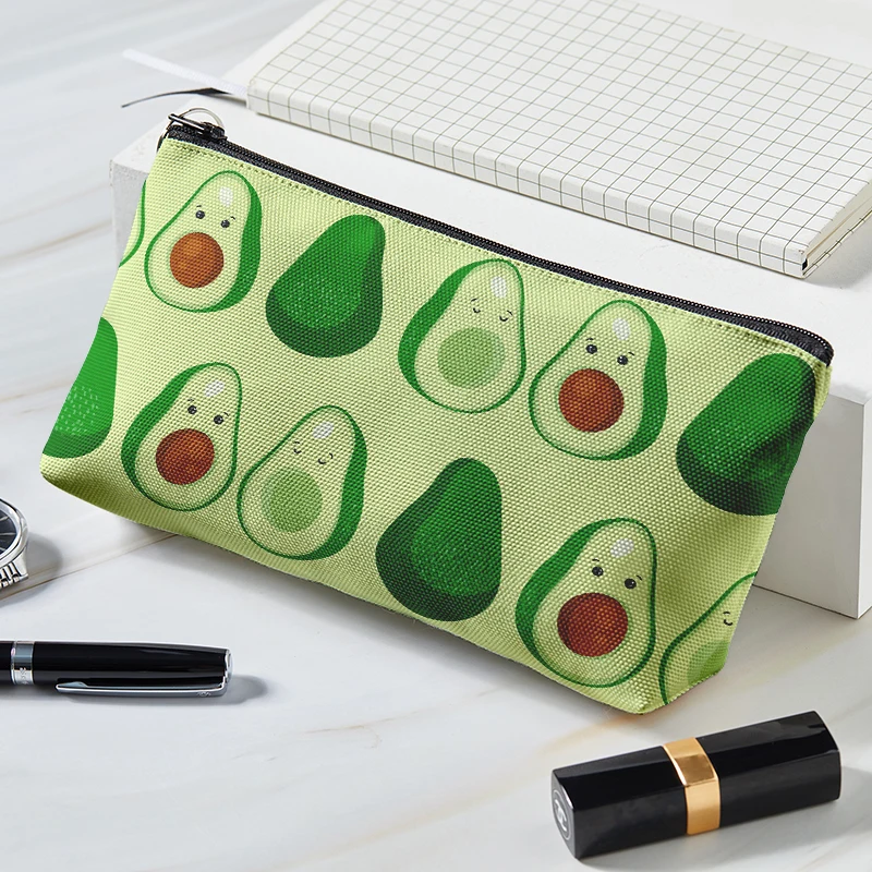 Girls Lovely Avocado Print Makeup Bag Women Cosmetic Bag Large Capacity Toiletries Organizer Female Storage Make Up Cases