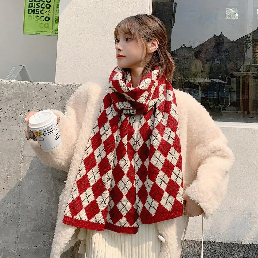 

Simple Style Autumn Winter Luxury Brand Female Wool knitted Scarf Women Scarves Long Shawl Wrap Blanket Warm Poncho New 2020