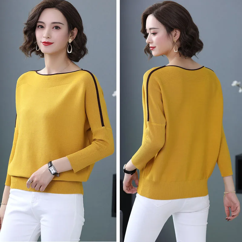 Long Sleeve Women Pullovers Sweater O-Neck Casual Bat wing Pull Jumper Female Knitting  Casual Pullovers Tops Femme Korea Top