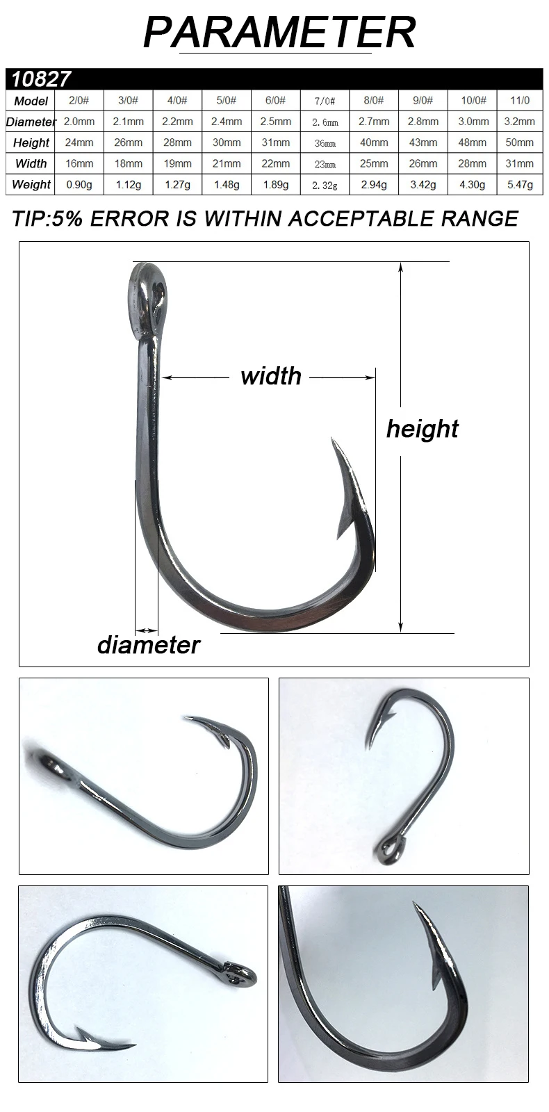 DORISEA 10827 Stainless Steel Assist Hook Jig Assist Fishing Hooks 4# - 11/0