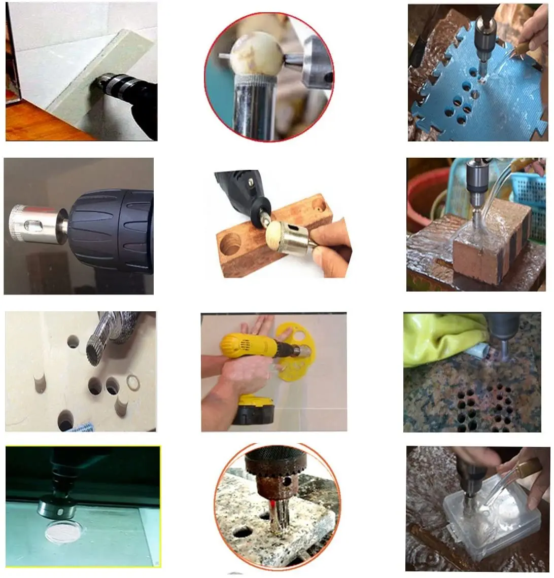 10pcs Diamond Drill Bit Set Glass Hole Saw for Tiles Glass Ceramic Marble Bottles DIY,6mm - 50mm