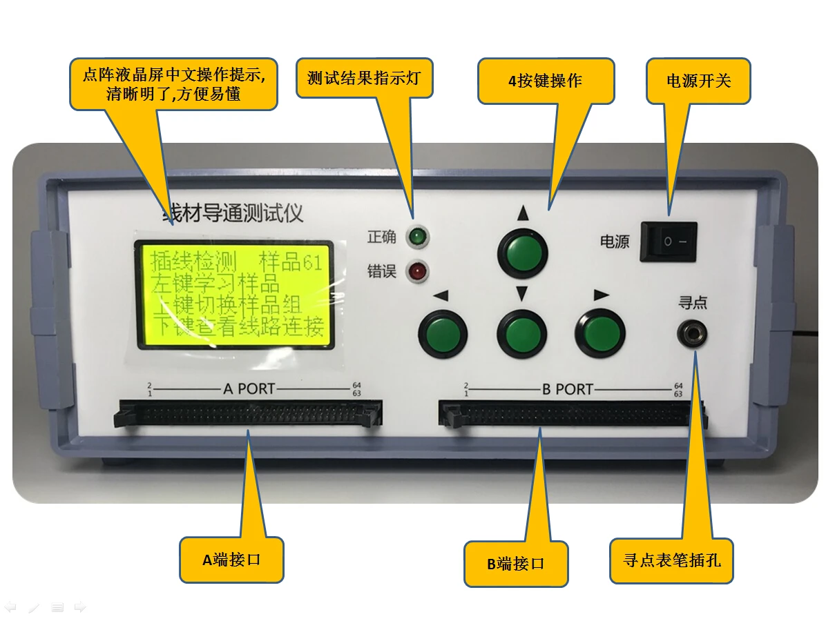 64 Channel 128 Point Wire Conduction Tester / Wiring Harness Data Line On-off Short Circuit Line Sequence Detector Tester