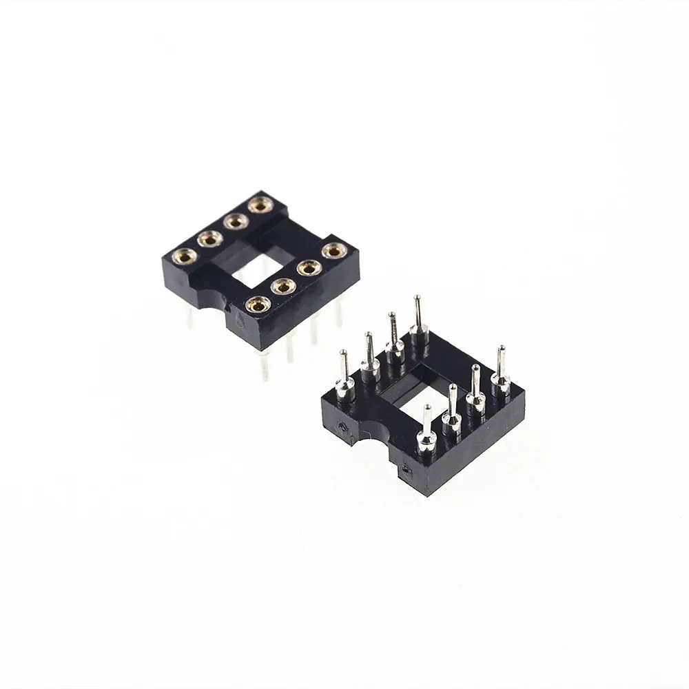 

500pcs 0.100" 2.54mm Pitch IC socket Narrow 8 Position 2x4 8 Pin machine Pin Row spacing 7.62mm DIP Through hole solder
