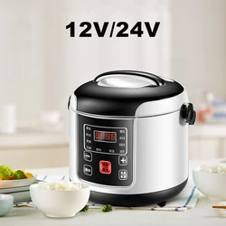 Olla arrocera eléctrica de 12V/24V, Multicooker para coche, camión, sopa, gachas, vaporera de alimentos, fiambrera eléctrica de 2L, arroceras para el hogar