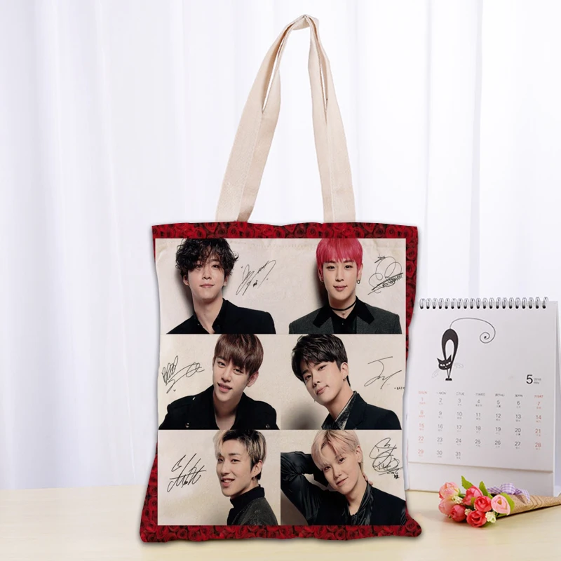 KPOP BAP Tote Tasche Frauen Leinwand Stoff Taschen Eco Reusable Shopping Taschen Reisen Strand Casual Nützlich Schulter Tasche 03-18