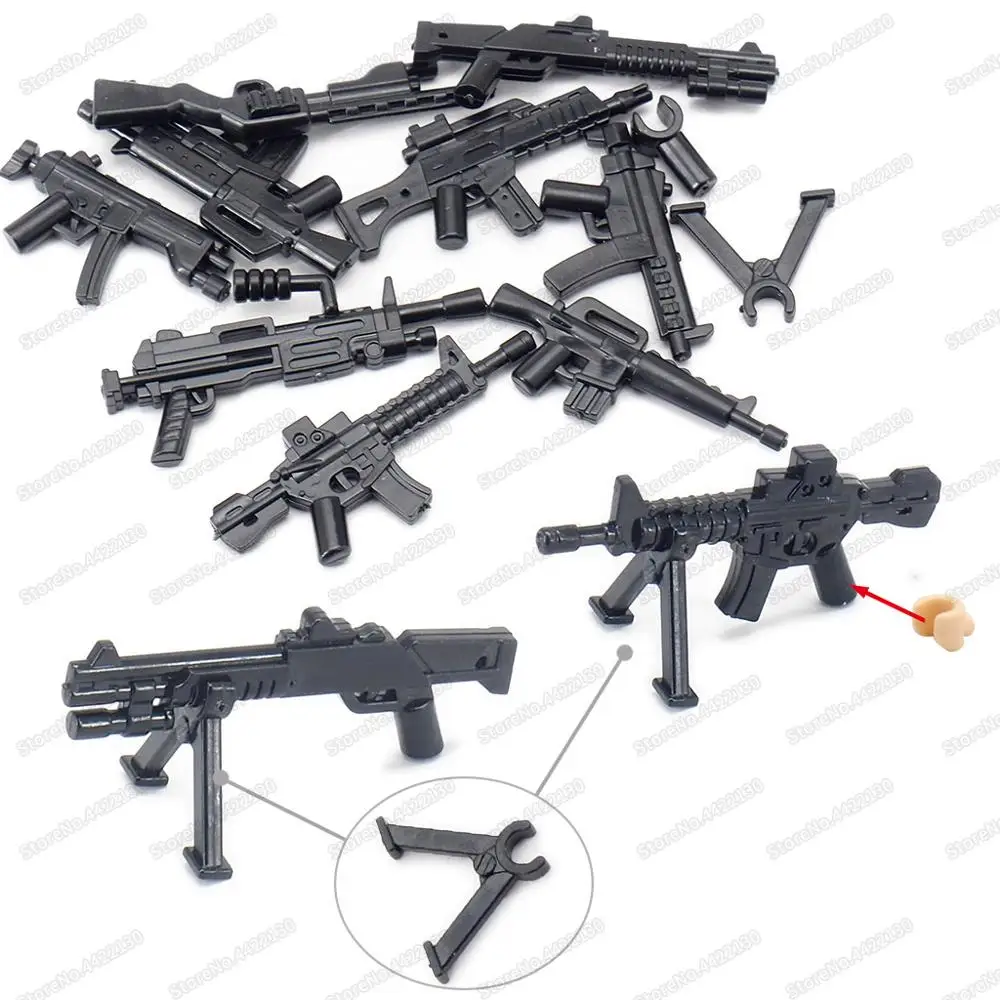 Military Figures Mini Weapons Building Block Assemble Army Heavy Machine Guns Set World War 2 Equipment Child Christmas Gift Toy