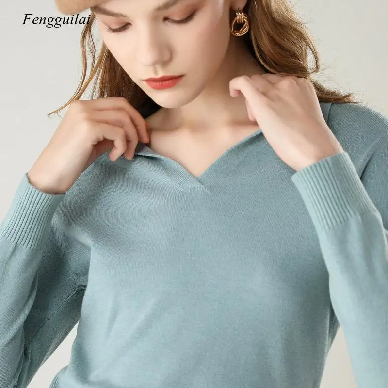 2021 Women's Sweaters Winter Autumn Long Sleeve Turn-Down Collar Loose Oversized Sweaters Zipper Pullovers Jumpers Knitwear