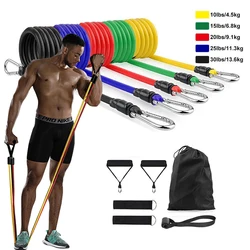 11 peças/set crossfit faixa da resistência do látex tubo de treinamento exercício yoga corda puxar expansor de borracha elástica fitnes equipamentos cinto