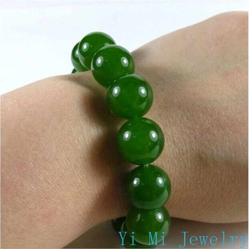 Natural Emerald Bracelet Men and Women Single Circle Round Jade Beads Jasper Bracelet Beads jade jewelry