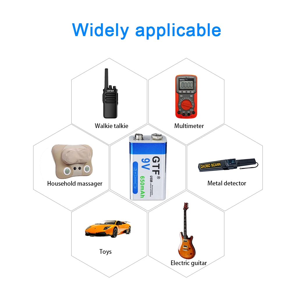 Литий-ионный аккумулятор 6F22, 9 В, 650 мА ч, Micro USB, 9 В, литиевый, для мультиметра, микрофона, игрушек, пультов дистанционного управления, KTV