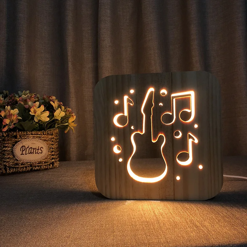 3D LED Wood Night Light Moon Heart Dolphin Style Luminaria Fashion Lamp For Living Room Dining Room Home Decor Valentine's Gift