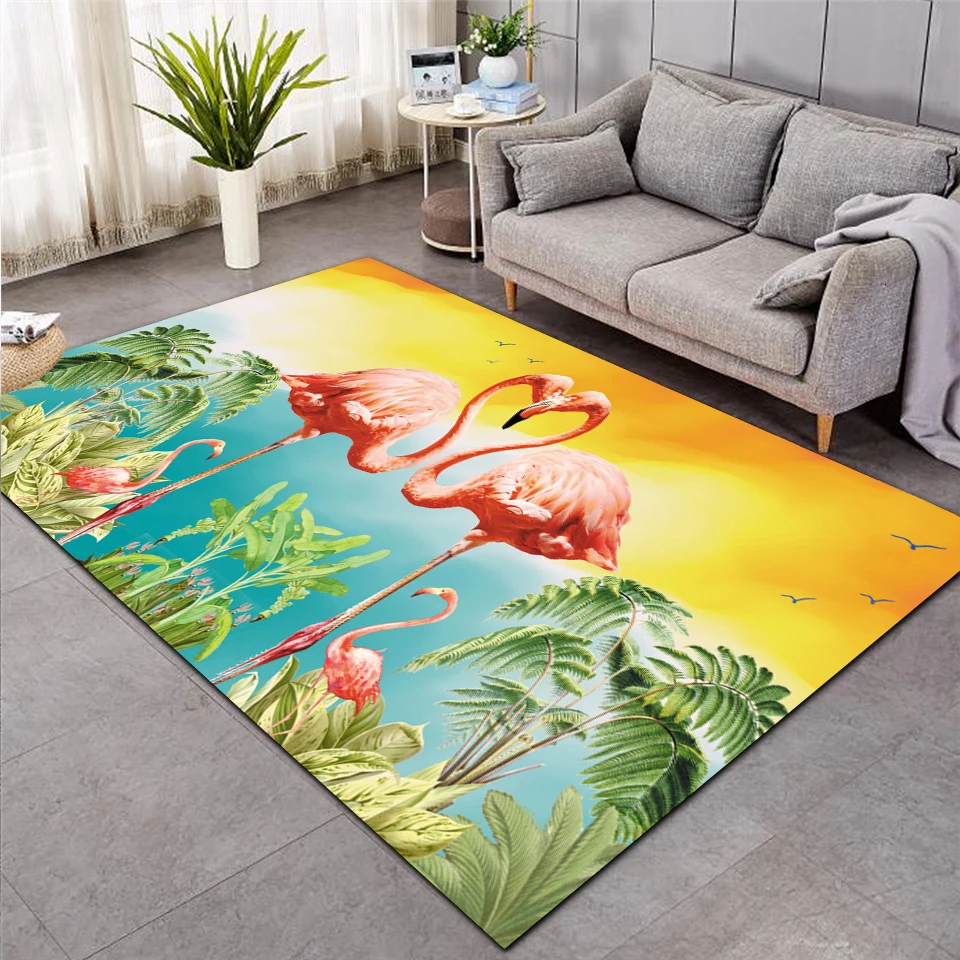 

Fashion Flamingo Tropical Leaf Leaves Printed Carpet Bedroom Large Area Rug Non-slip For Living Room Home Alfombra Tapis Salon03