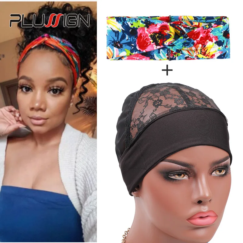

Пластиковые колпачки Plussign для изготовления париков, сетчатые колпачки с регулируемой липучкой, с 1 бесплатной эластичной резинкой для волос, тюрбан для женщин