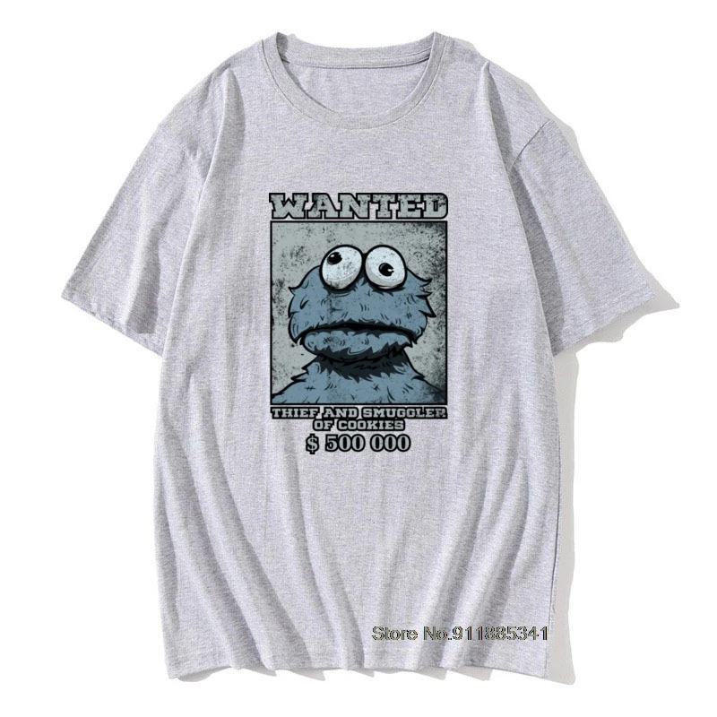 T Shirt Men Funny Cookie Monster T-shirt Male Coupons Camisa Tops TShirt Crewneck Summer/Autumn 100% Cotton Tee Graphic