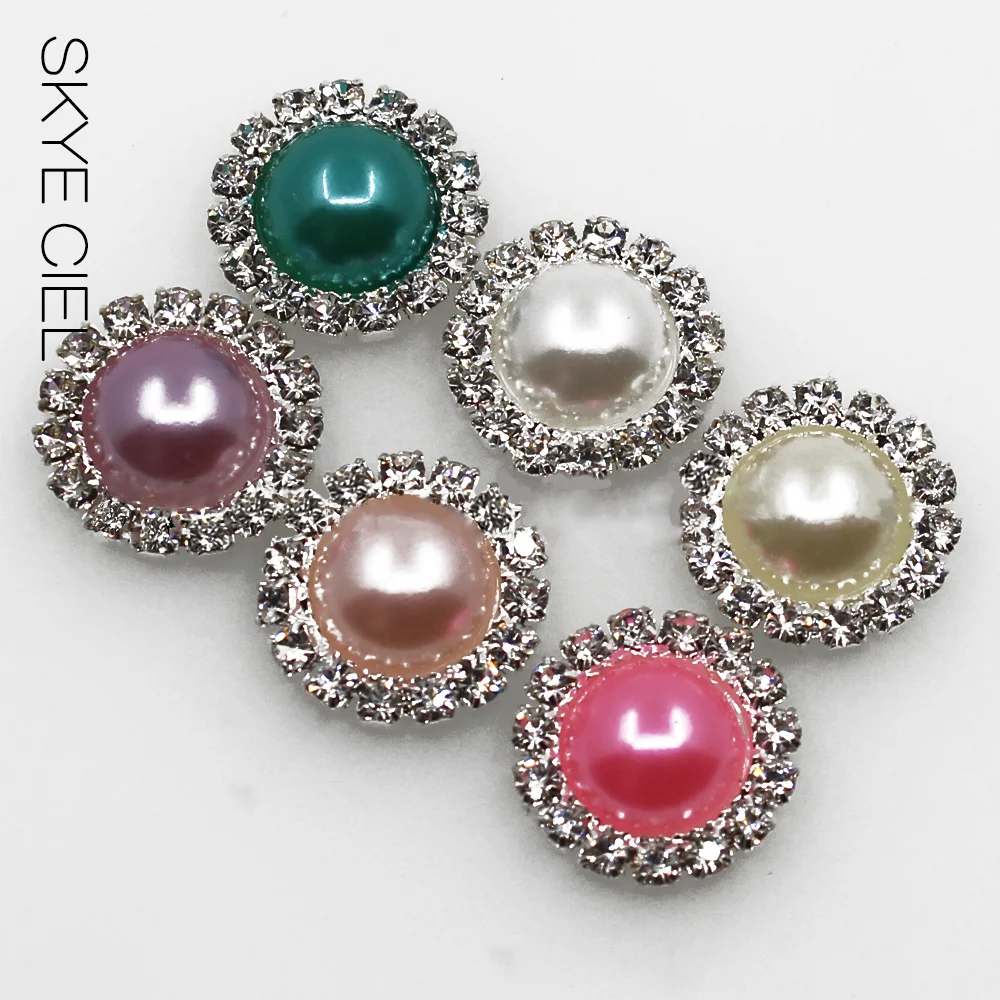 SKYE CIEL10pcs/Lot 16mm colorful  round Pearl Wedding Diamond Factory Outlets Rhinestones DIY Hair Accessory Decorative