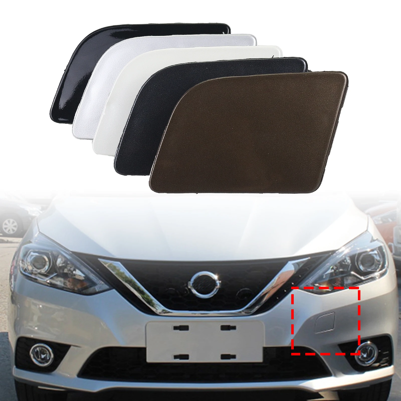 

For Nissan Sentra 2016 2017 2018 2019 Front Bumper Tow Eye Hook Access Hole Cap Cover Haul Tug Towing Trailer Guard Panel Trim