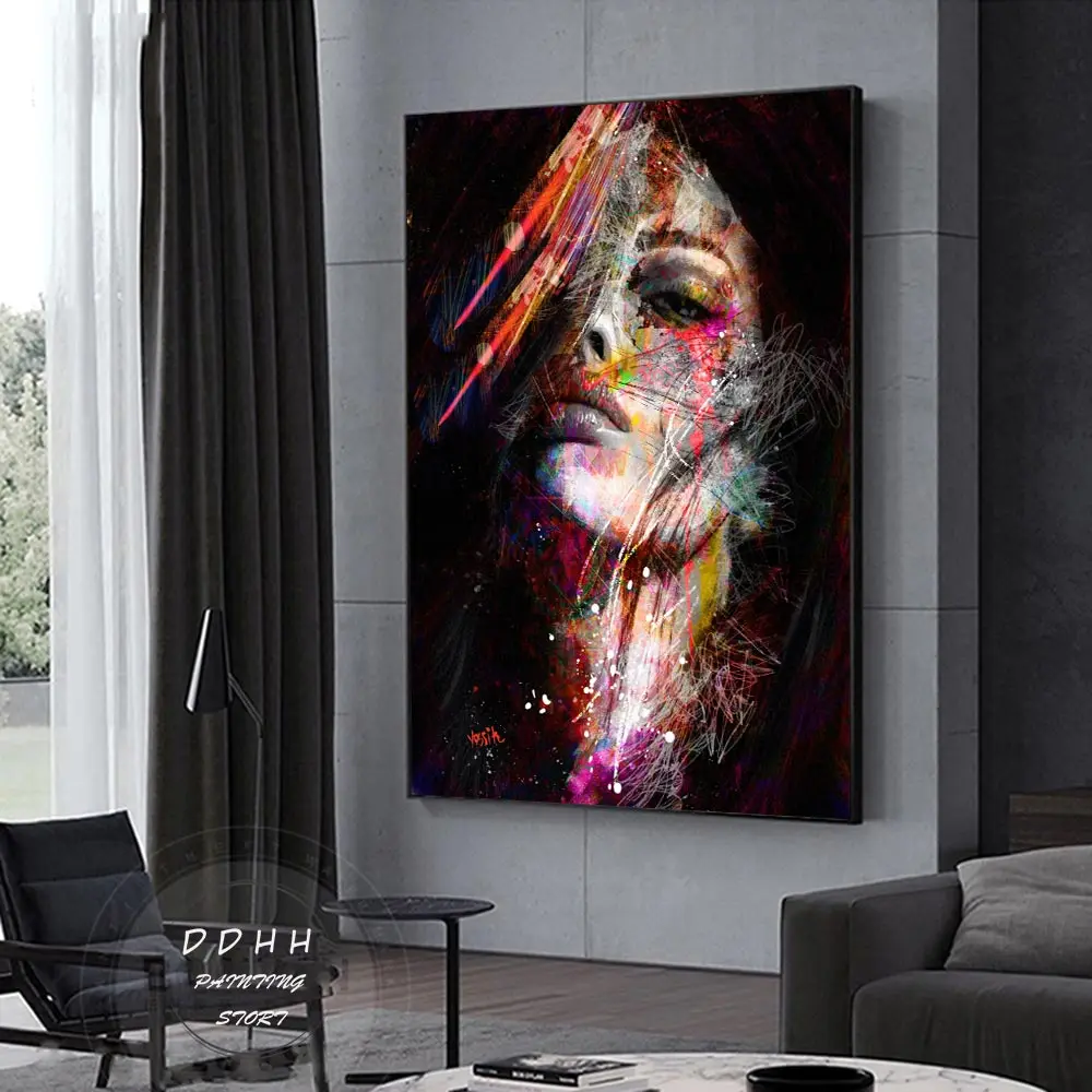 

Woman Face Graffiti Street Art Abstract Oil Painting on Canvas Posters Prints Woman Portrait WallArt Pictures Home Decor Picture