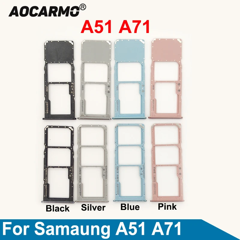 Aocarmo For Samsung Galaxy A51 A71 A515F SM-A7150 SIM Card Dual & Single Sim Card Tray Slot Holder Replacement Part