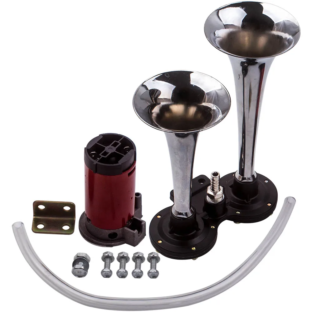 

150 дБ 12 В супер громкий воздушный рожок хромированная двойная труба компактная для фургона поезда грузовик лодка мотоцикл