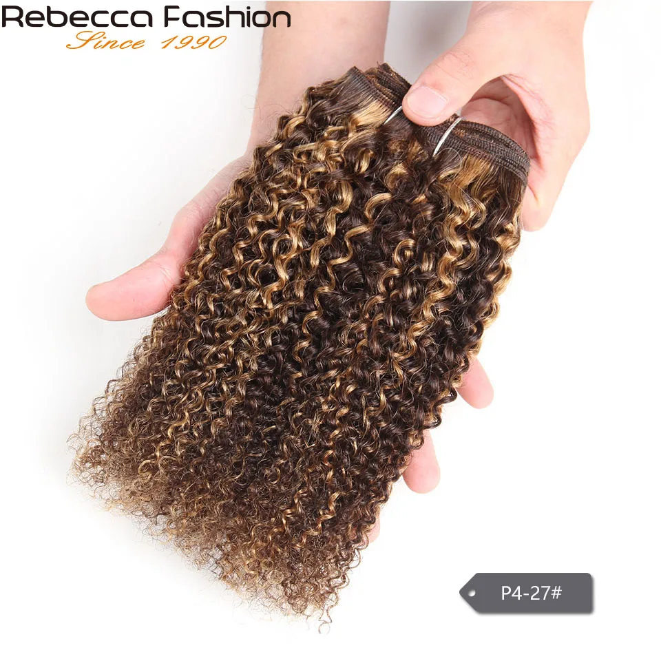 Rebecca Remy-mechones de cabello humano ondulado Afro brasileño, extensiones de cabello precoloreadas, Rubio mezclado, 100g