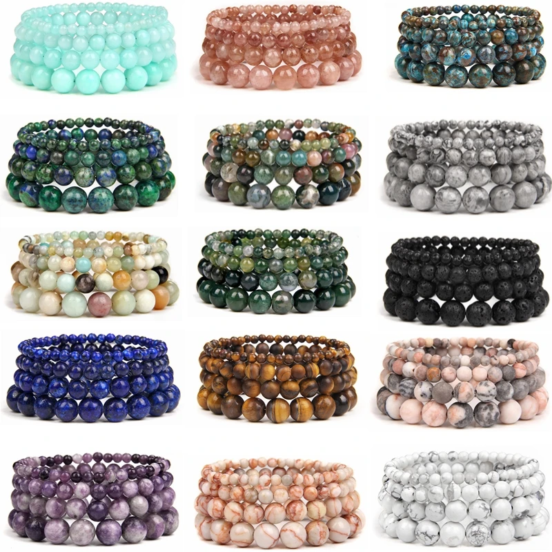 1 Pc Naturstein Armbänder Onyx Achate Runde Perlen Armreifen Für Weibliche Männer Schmuck Reiki Handgemachten Schmuck Yoga Heilung 19 CM – Detail 1