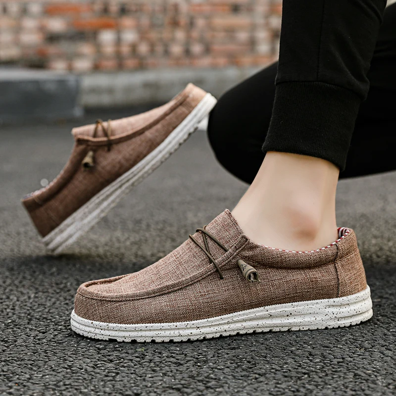 Spring Sunmmer Classic Men\'s Canvas Loafers Lightweight Breathable Casual Shoes Men Big Size Slip on Boat Shoes Men Espadrilles