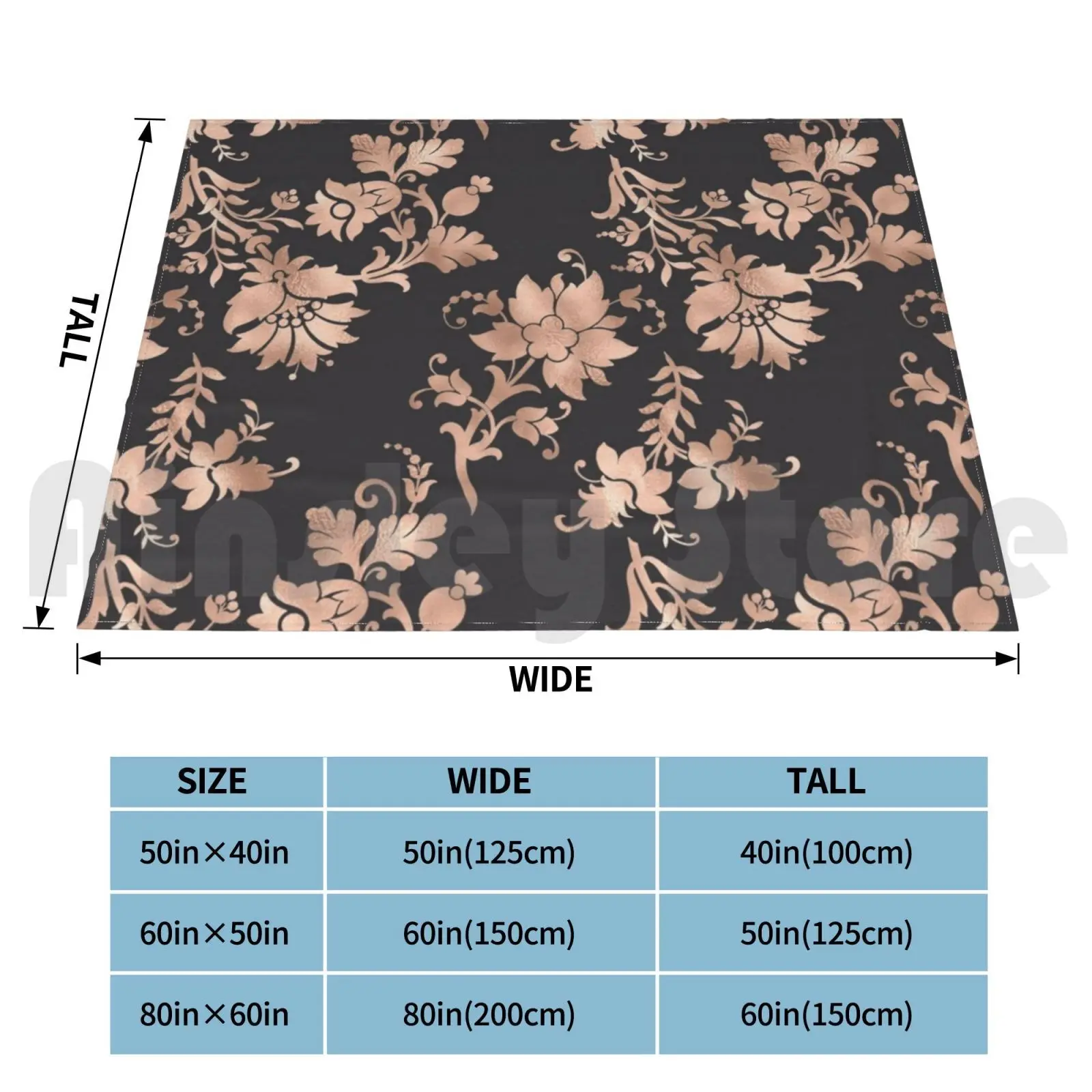 Rose Gold Art Deco On Charcoal Patterns Blanket Fashion Custom 142 Rose Gold Rose Gold Pink Pink Gold Golden