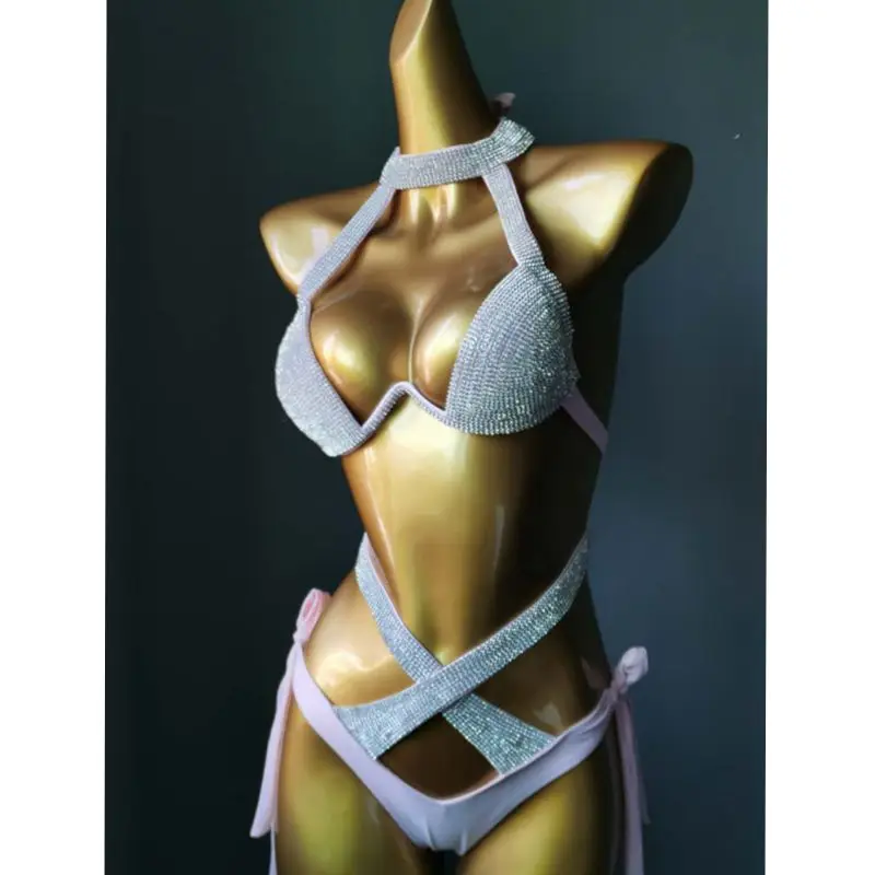 2021 venus vacation diamond bikini bandage swimwear rhinestone bathing suit sexy women beachwear