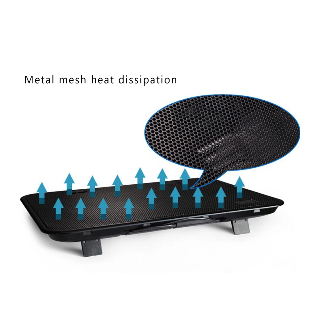 Imagem -04 - Notebook Cooler com Dual Fan Usb Laptop Externo Cooling Pad Slim Stand Alta Velocidade Painel de Metal Silencioso 5v 14