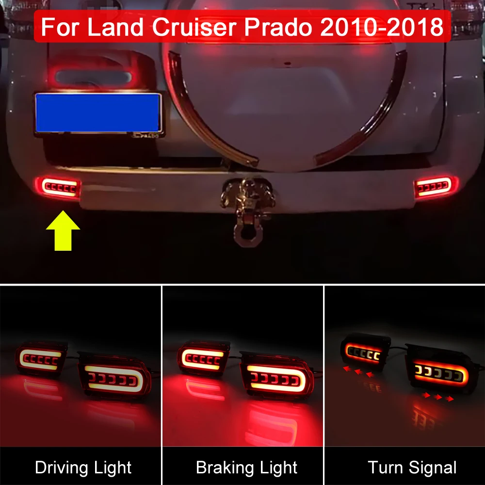 

LED Rear Bumper Reflector Lamp Turn Signal Light Brake Light For Toyota Land Cruiser Prado 150 LC150 FJ150 GRJ150 2010-2018