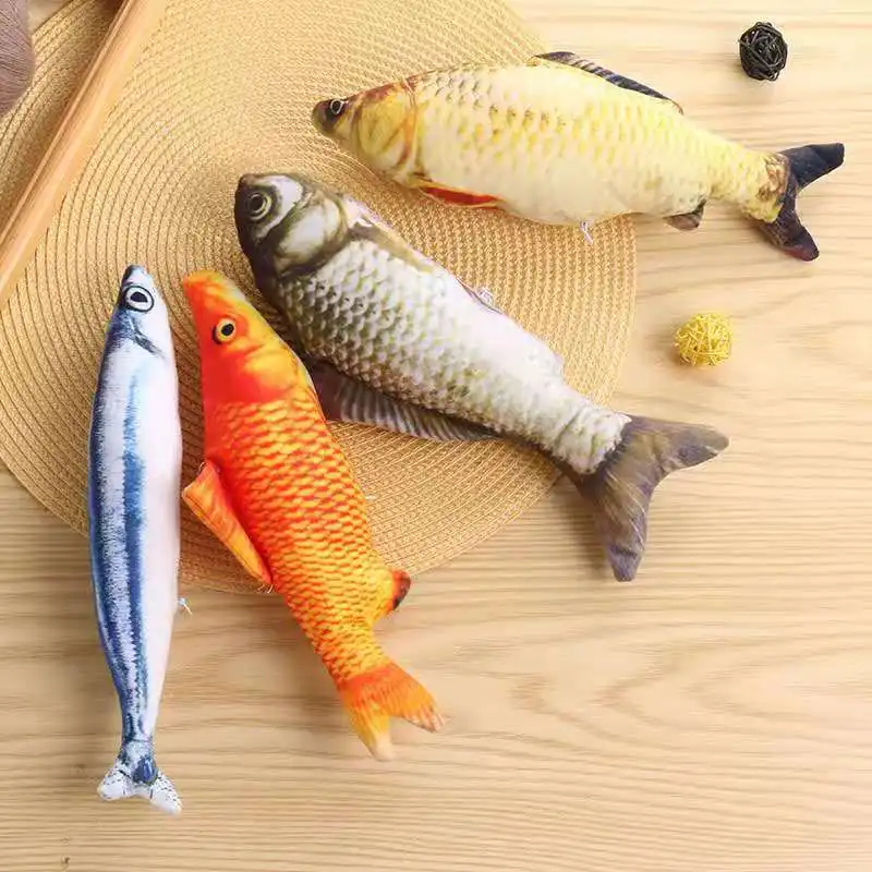 20/30/40 Creative Cat Toy 3d Fish Simulation Soft Plush Anti-Bite Catnip Interaction Chewing Fake Cat Fish Toy Pet Supplies