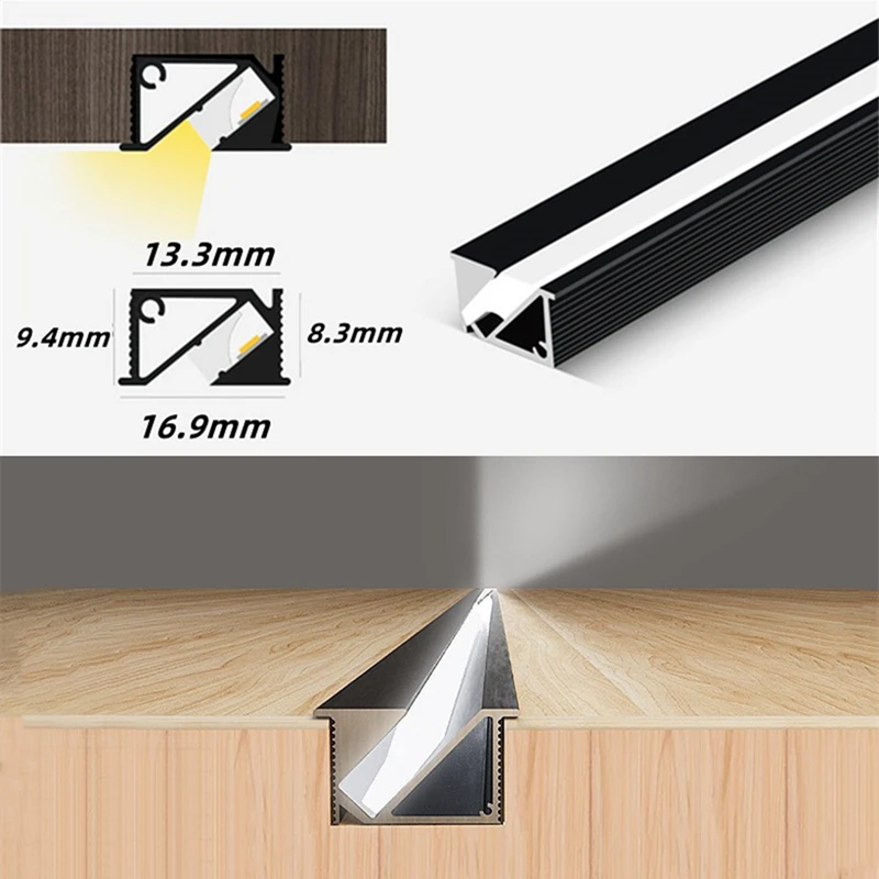 Ultra-dünne LED Aluminium Profil Einbau Versteckte 45 ° Schrägen Glowing Kanal Silikon Abdeckung Regal Schrank Linear Streifen Bar lichter