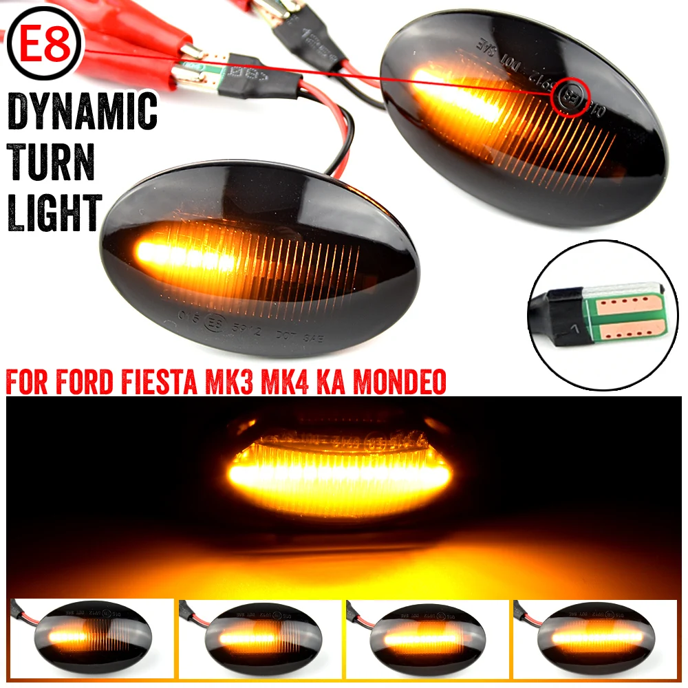 Dynamic LED Fender Light Side Marker For Ford Fiesta III IV MK3 MK4 19902000 2001 KA Mondeo I Transit Tourneo lamp turn signal