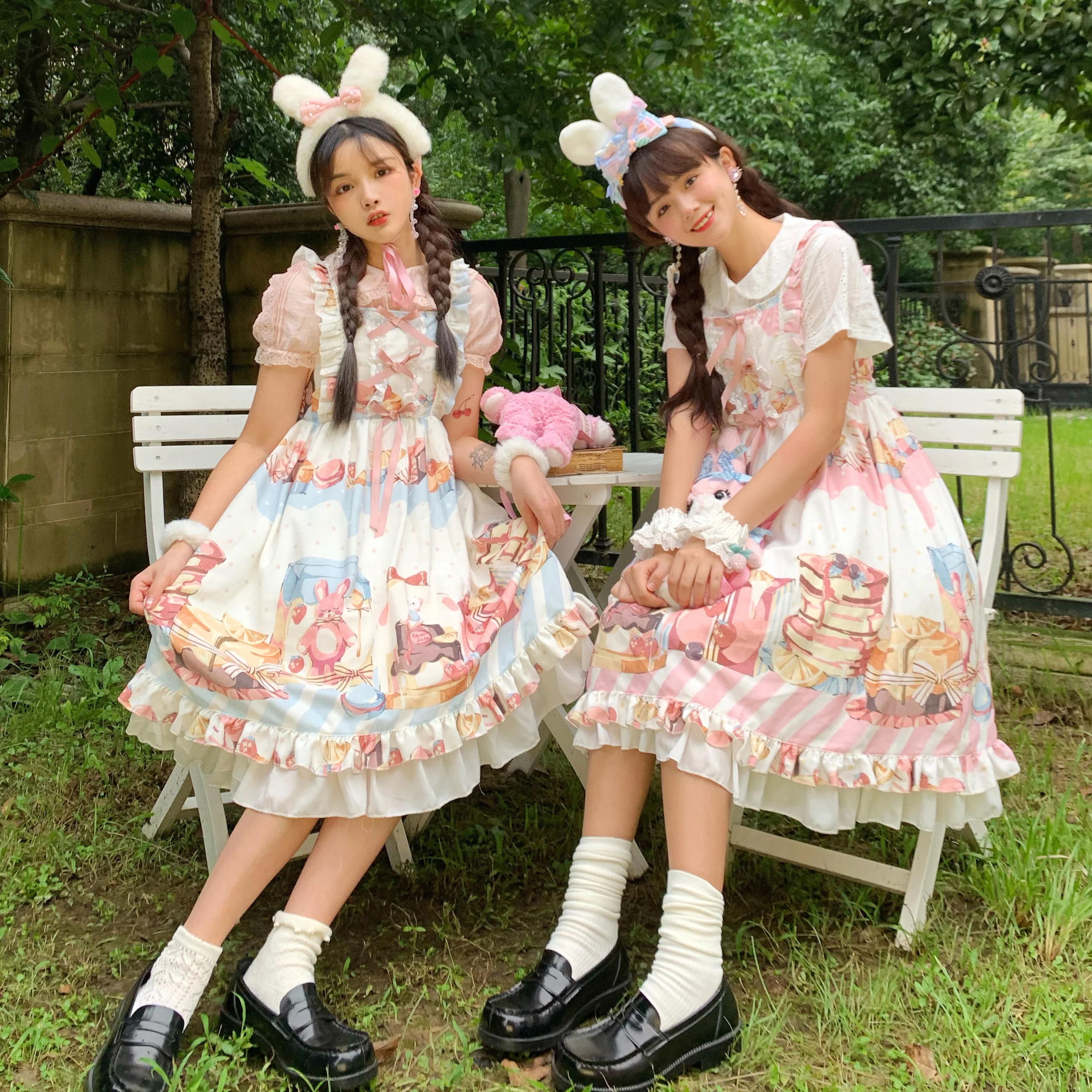 Prinses Thee Party Zoete Lolita Jurk Retro Kant Strik Zachte Meisje Leuk Printing Victoriaanse Jurk Kawaii Meisje Gothic Lolita Op