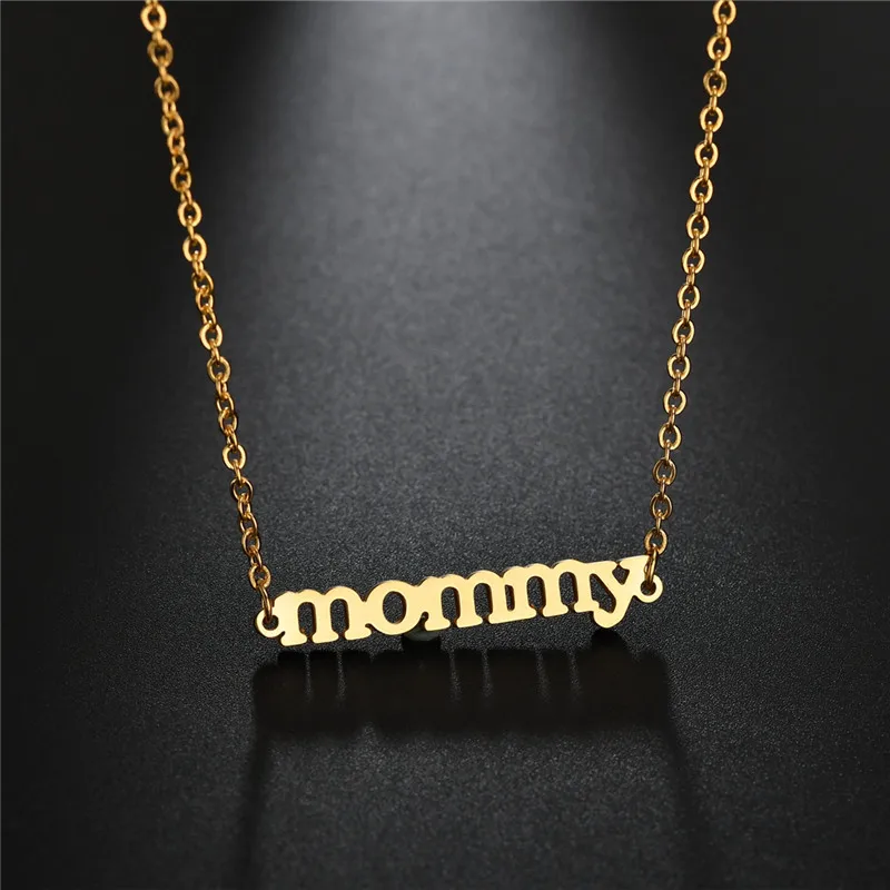 Hot Sale Mom Jewelry Mommy Letter Pendant Necklace Stainless Steel Simple Choker For the Mothers' Day Gift