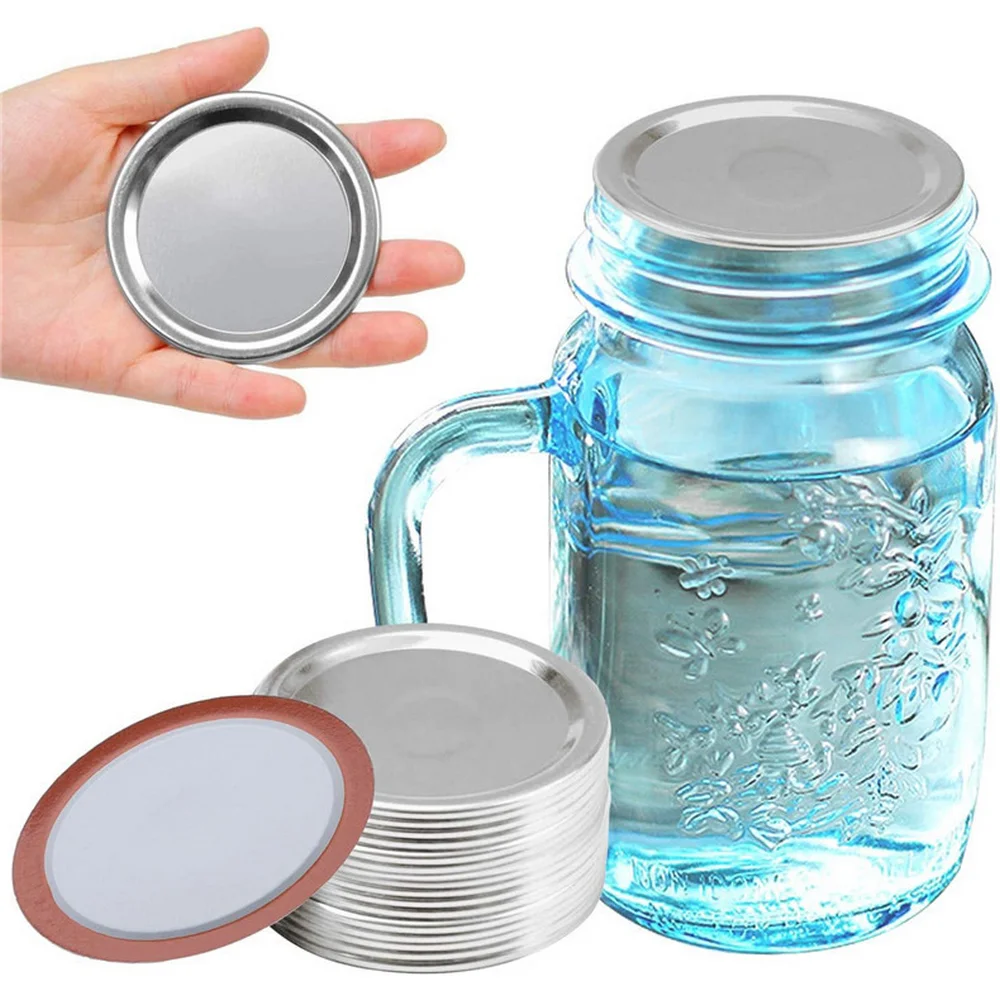 

100pcs Mason Jar Split-Type Lid Sealing 86mm Leak Proof Secure Glass Canning Lid Storage Cap Replacement Silver Golden