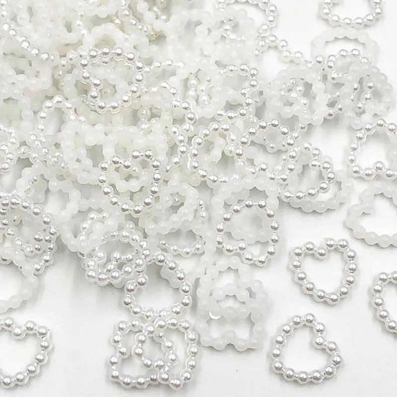 50pcs White/Beige Heart Scrapbooking Peach Flat Back Half White DIY Crafts Mobile Phone Embellishment 12mm