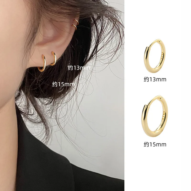 

14k Real Gold fine Jewelry Small Round Metal Exquisite Stud Earrings for Woman Holiday Party Elegant Earrings aretes de mujer