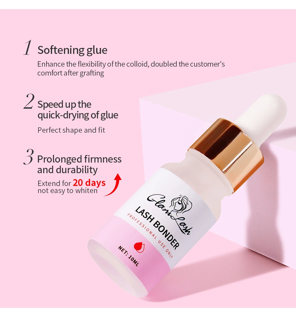 GLAMLASH 10 ml/15 ml Wimpern Super Bonder für Wimpernverlängerung Bonder Private Label Pfropfen Wimpernkleber Schnell trocknend Langlebig – Detail 2